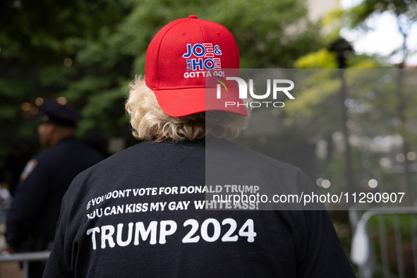 Supporters of former U.S. president Donald Trump are gathering near Manhattan Criminal Court in New York, United States, on May 30, 2024, mo...