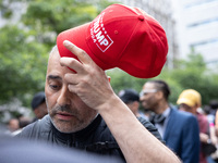 Supporters of former U.S. president Donald Trump are gathering near Manhattan Criminal Court in New York, United States, on May 30, 2024, mo...