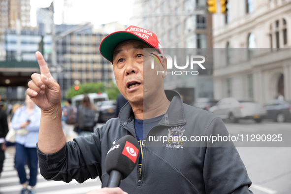 Supporters of former U.S. president Donald Trump are gathering near Manhattan Criminal Court in New York, United States, on May 30, 2024, mo...