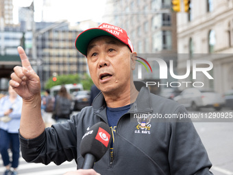 Supporters of former U.S. president Donald Trump are gathering near Manhattan Criminal Court in New York, United States, on May 30, 2024, mo...