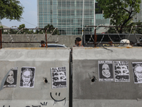 Indonesian Pro-Palestine Muslims are holding a rally in front of the US Embassy in Jakarta, Indonesia, on May 31, 2024.  (