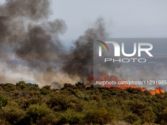 Flames are being seen in the area, Limassol, Cyprus, on May 31, 2024. Some buildings are being in danger after a fire is breaking out in the...