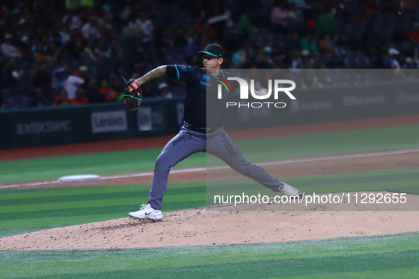 Tommy Milone #3 of Saraperos de Saltillo is pitching the ball during the Saraperos de Saltillo vs. Diablos Rojos del Mexico match 2 of the M...