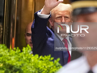 Former president Donald Trump is making a statement after the guilty verdict at Trump Tower in New York City, USA, on May 31, 2024. (