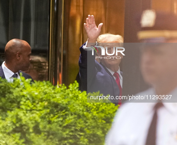 Former president Donald Trump is making a statement after the guilty verdict at Trump Tower in New York City, USA, on May 31, 2024. 