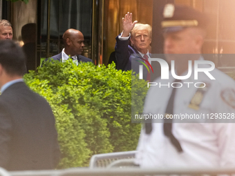 Former president Donald Trump is making a statement after the guilty verdict at Trump Tower in New York City, USA, on May 31, 2024. (