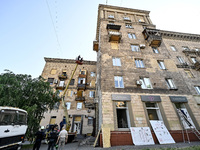 A residential building is being damaged by the Russian missile attack in Zaporizhzhia, Ukraine, on June 1, 2024. In Zaporizhzhia, traffic is...