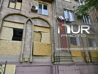 A residential building is being damaged by the Russian missile attack in Zaporizhzhia, Ukraine, on June 1, 2024. In Zaporizhzhia, traffic is...