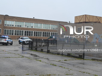 Chicago police are present at the playground where a death investigation is underway in Chicago, Illinois, United States, on June 1, 2024. A...