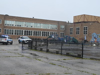 Chicago police are present at the playground where a death investigation is underway in Chicago, Illinois, United States, on June 1, 2024. A...