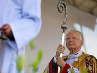 Metropolitan Archbishop of Krakow Marek Jedraszeski is walking during the Corpus Christi procession through the city streets in Krakow, Pola...