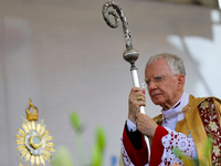 Metropolitan Archbishop of Krakow Marek Jedraszeski is walking during the Corpus Christi procession through the city streets in Krakow, Pola...