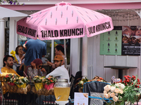 People are enjoying some food on an outdoor patio in Unionville, Ontario, Canada, on June 03, 2023. (