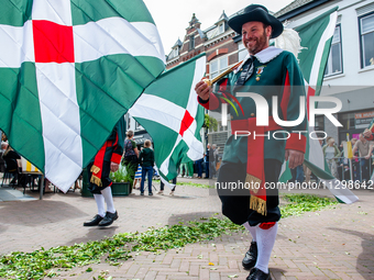 Thousands of people are attending the ''Boxmeerse Vaart,'' an ancient Holy Blood procession, in Boxmeer, Netherlands, on June 2, 2024. (