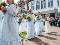 Thousands of people are attending the ''Boxmeerse Vaart,'' an ancient Holy Blood procession, in Boxmeer, Netherlands, on June 2, 2024. (