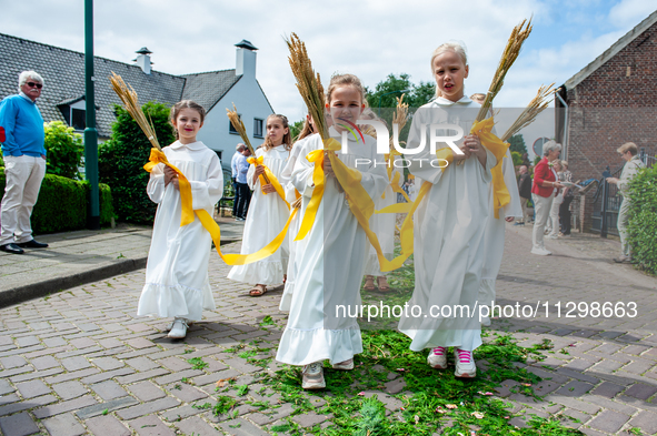 Thousands of people are attending the ''Boxmeerse Vaart,'' an ancient Holy Blood procession, in Boxmeer, Netherlands, on June 2, 2024. 