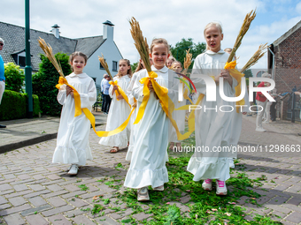 Thousands of people are attending the ''Boxmeerse Vaart,'' an ancient Holy Blood procession, in Boxmeer, Netherlands, on June 2, 2024. (