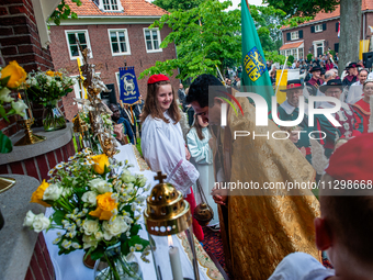 Thousands of people are attending the ''Boxmeerse Vaart,'' an ancient Holy Blood procession, in Boxmeer, Netherlands, on June 2, 2024. (