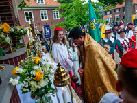 Thousands of people are attending the ''Boxmeerse Vaart,'' an ancient Holy Blood procession, in Boxmeer, Netherlands, on June 2, 2024. (