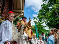 Thousands of people are attending the ''Boxmeerse Vaart,'' an ancient Holy Blood procession, in Boxmeer, Netherlands, on June 2, 2024. (