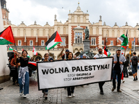 Palestinians and their supporters hold a protest in support of Palestine and against Israeli war actions in the Gaza Strip in the Main Marke...