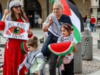 Palestinians and their supporters hold a protest in support of Palestine and against Israeli war actions in the Gaza Strip in the Main Marke...