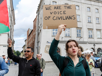 Palestinians and their supporters hold a protest in support of Palestine and against Israeli war actions in the Gaza Strip in the Main Marke...