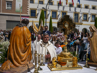 Hundreds of people are celebrating Corpus Christi Day with a procession in San Sebastian de los Reyes, Madrid, Spain, on June 2, 2024. Diffe...