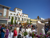 Hundreds of people are celebrating Corpus Christi Day with a procession in San Sebastian de los Reyes, Madrid, Spain, on June 2, 2024. Diffe...