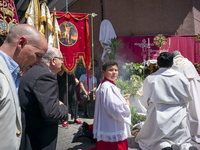 Hundreds of people are celebrating Corpus Christi Day with a procession in San Sebastian de los Reyes, Madrid, Spain, on June 2, 2024. Diffe...