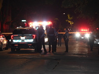 Chicago Police are present and an ambulance is at the scene. A male victim is dying after being shot twenty-five times in a double shooting...