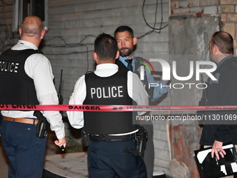 Chicago police are canvassing the area for evidence. A male victim is dying after being shot twenty-five times in a double shooting in Chica...