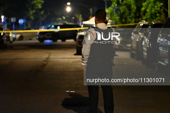 Chicago police are canvassing the area for evidence. A male victim is dying after being shot twenty-five times in a double shooting in Chica...