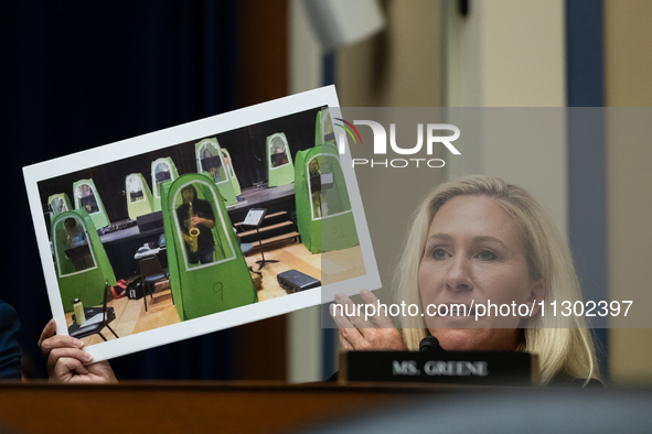 Rep. Marjorie Taylor Greene confronts Dr. Anthony Fauci, former Director of the National Institute of Allergy and Infectious Diseases, durin...