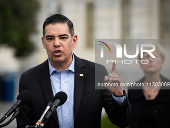 Rep. Robert Garcia (D-CA) speaks during a press conference on a hearing of the House Select Committee on the Corona Virus Pandemic, that wil...