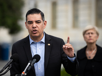 Rep. Robert Garcia (D-CA) speaks during a press conference on a hearing of the House Select Committee on the Corona Virus Pandemic, that wil...