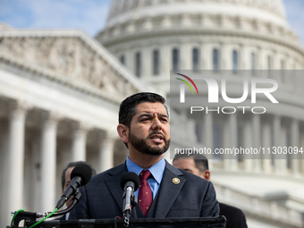 Rep. Raul Ruiz (D-CA) speaks during a press conference on a hearing of the House Select Committee on the Corona Virus Pandemic, that will fe...