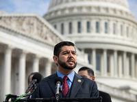 Rep. Raul Ruiz (D-CA) speaks during a press conference on a hearing of the House Select Committee on the Corona Virus Pandemic, that will fe...