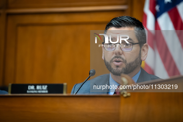 Rep. Raul Ruiz (D-CA) speaks during a hearing of the House Select Committee on the Coronavirus featuring testimony from Dr. Anthony Fauci, f...