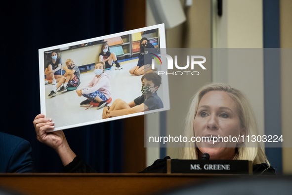 Rep. Marjorie Taylor Greene confronts Dr. Anthony Fauci, former Director of the National Institute of Allergy and Infectious Diseases, durin...