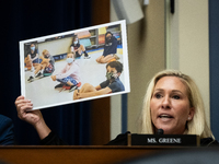 Rep. Marjorie Taylor Greene confronts Dr. Anthony Fauci, former Director of the National Institute of Allergy and Infectious Diseases, durin...