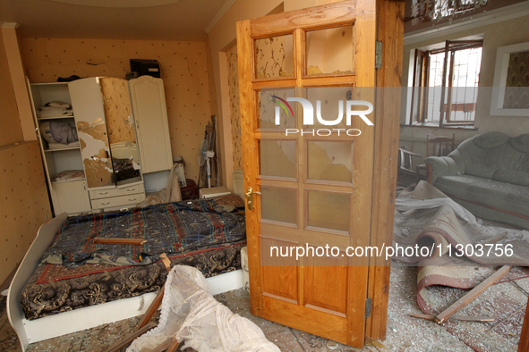 Broken furniture is being seen inside a house following a nighttime Russian missile attack in Dnipro, Ukraine, on June 4, 2024. Ukraine's ai...