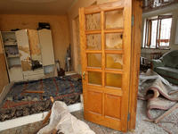 Broken furniture is being seen inside a house following a nighttime Russian missile attack in Dnipro, Ukraine, on June 4, 2024. Ukraine's ai...