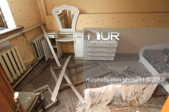 Broken furniture is being seen inside a house following a nighttime Russian missile attack in Dnipro, Ukraine, on June 4, 2024. Ukraine's ai...