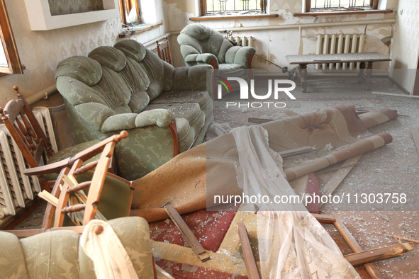 Broken furniture is being seen inside a house following a nighttime Russian missile attack in Dnipro, Ukraine, on June 4, 2024. Ukraine's ai...