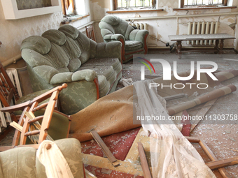 Broken furniture is being seen inside a house following a nighttime Russian missile attack in Dnipro, Ukraine, on June 4, 2024. Ukraine's ai...