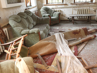 Broken furniture is being seen inside a house following a nighttime Russian missile attack in Dnipro, Ukraine, on June 4, 2024. Ukraine's ai...