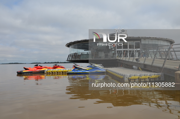 In Porto Alegre, Brazil, on April 6, 2024, the water levels are dropping, revealing the chaos that has taken place where the waters have tak...