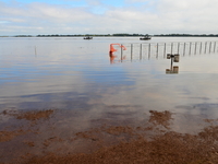 In Porto Alegre, Brazil, on April 6, 2024, the water levels are dropping, revealing the chaos that has taken place where the waters have tak...