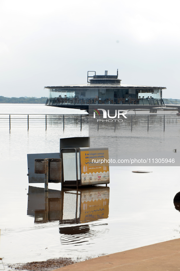 In Porto Alegre, Brazil, on April 6, 2024, the water levels are dropping, revealing the chaos that has taken place where the waters have tak...